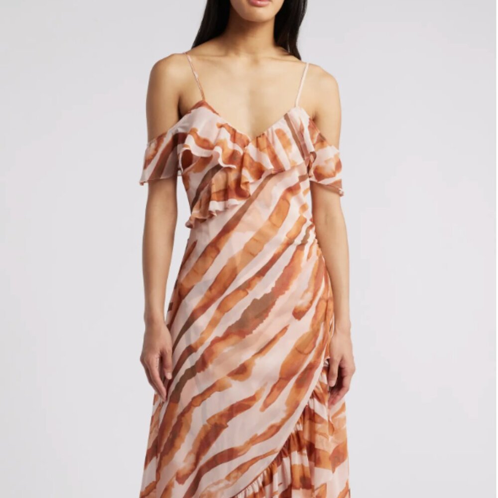 Chelsea28 Cold Shoulder Ruffle Dress - L